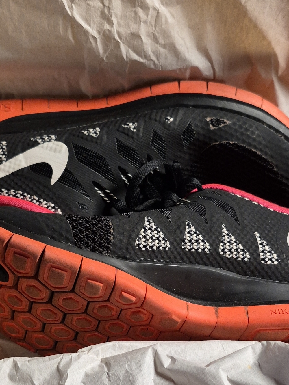 Nike Kids Black Pink Orange Athletic Running Shoes